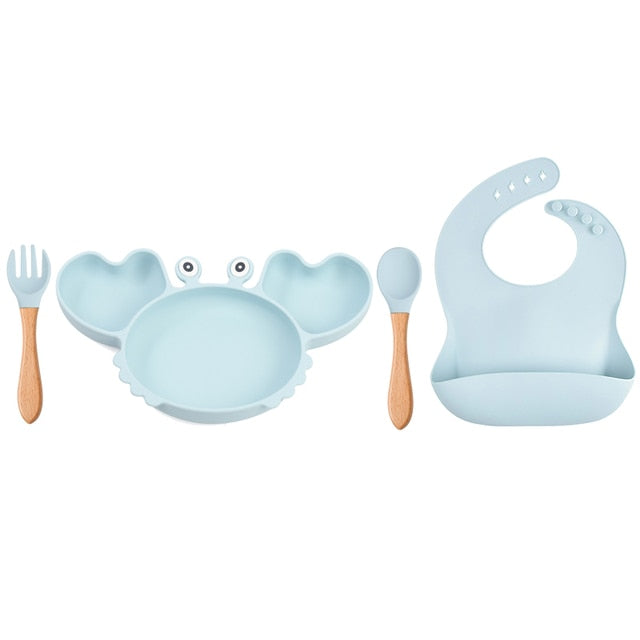 9Pcs Baby Silicone Non-Slip Feeding Set