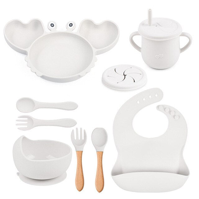 9Pcs Baby Silicone Non-Slip Feeding Set