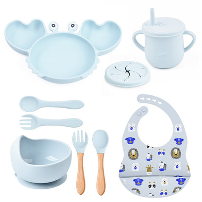 9Pcs Baby Silicone Non-Slip Feeding Set