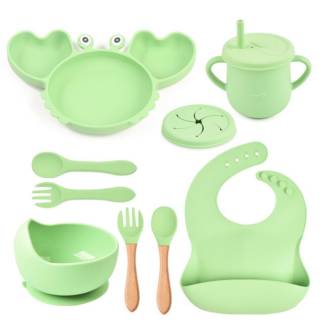 9Pcs Baby Silicone Non-Slip Feeding Set