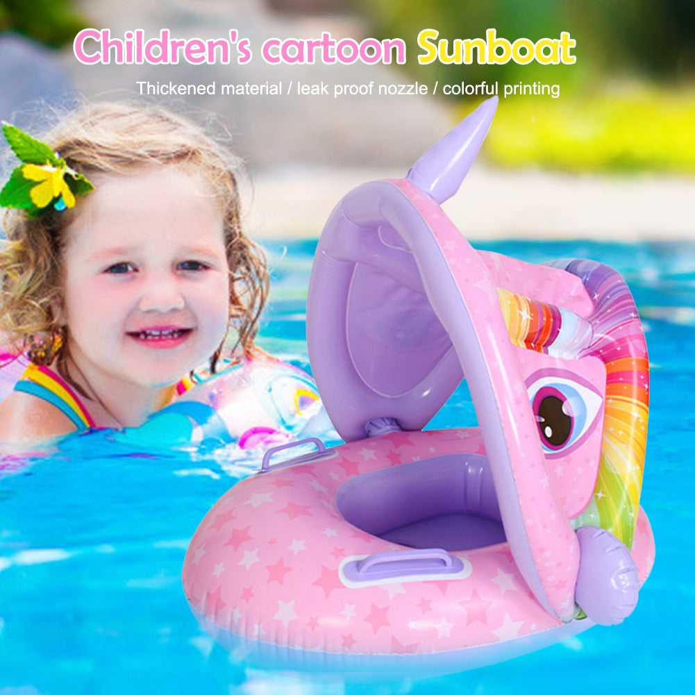 Cute Inflatable Baby Swim Ring With UV Cover