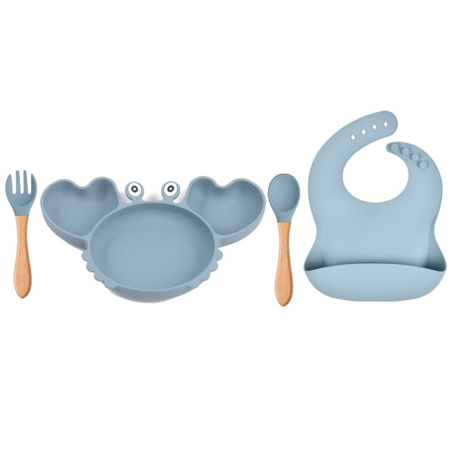 9Pcs Baby Silicone Non-Slip Feeding Set