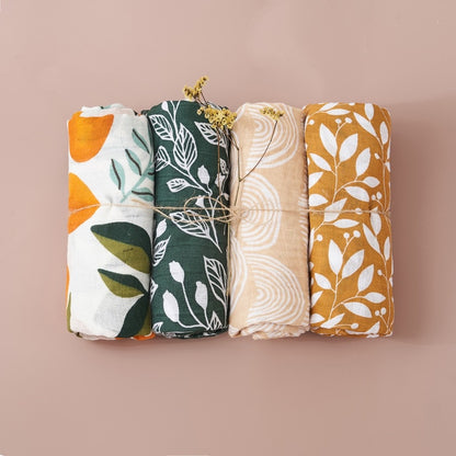 4PCS Set Cotton Muslin Swaddle Blankets