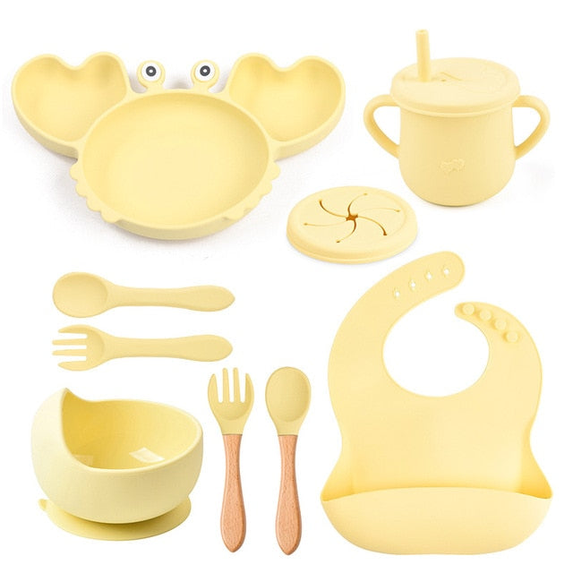 9Pcs Baby Silicone Non-Slip Feeding Set