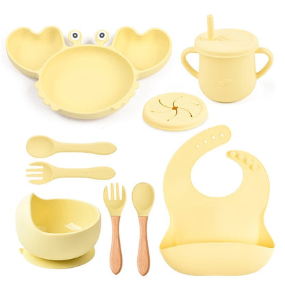 9Pcs Baby Silicone Non-Slip Feeding Set